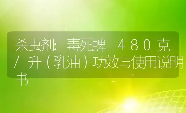 杀虫剂：毒死蜱 480克/升（乳油） | 适用防治对象及农作物使用方法说明书 | 植物农药