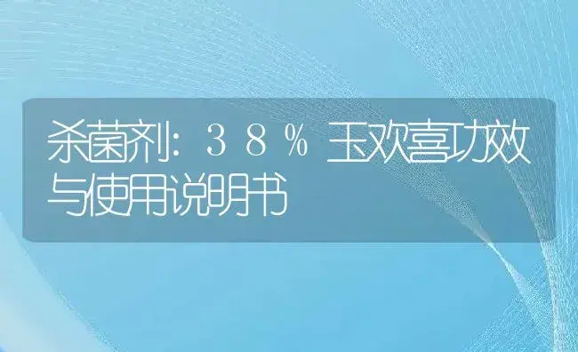 杀菌剂：38%玉欢喜 | 适用防治对象及农作物使用方法说明书 | 植物农药