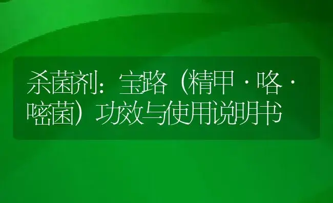 杀菌剂：宝路（精甲·咯·嘧菌） | 适用防治对象及农作物使用方法说明书 | 植物农药