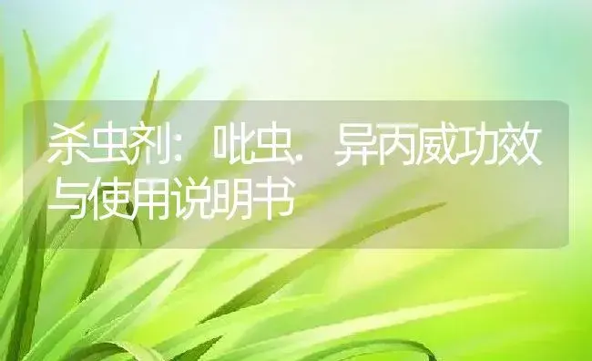 杀虫剂：吡虫.异丙威 | 适用防治对象及农作物使用方法说明书 | 植物农药