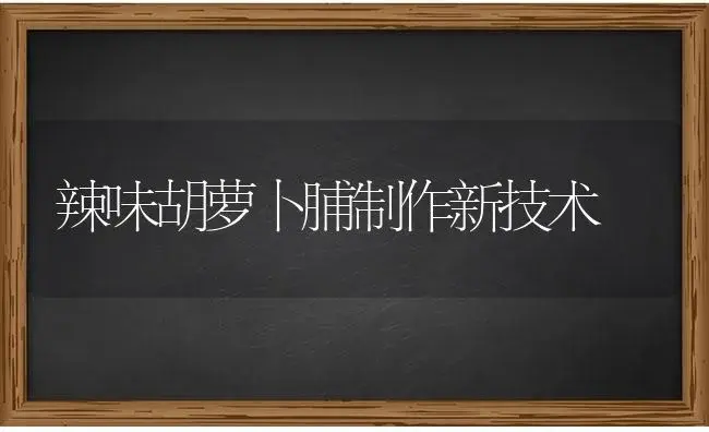 辣味胡萝卜脯制作新技术 | 蔬菜种植