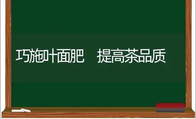 巧施叶面肥 提高茶品质 | 植物肥料