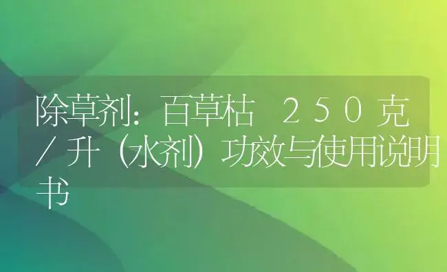 除草剂：百草枯 250克/升（水剂） | 适用防治对象及农作物使用方法说明书 | 植物农药