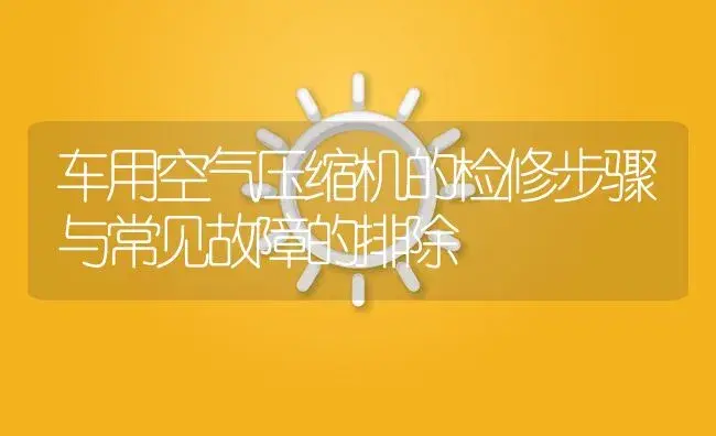 车用空气压缩机的检修步骤与常见故障的排除 | 农资农机