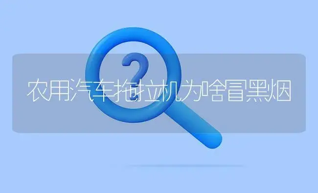 农用汽车拖拉机为啥冒黑烟 | 农资农机