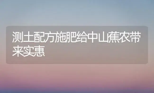 测土配方施肥给中山蕉农带来实惠 | 植物肥料