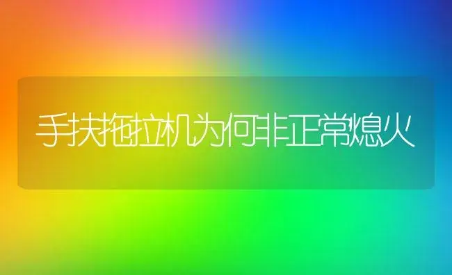 手扶拖拉机为何非正常熄火 | 农资农机