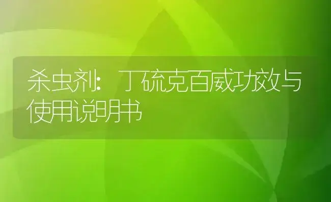 杀虫剂：丁硫克百威 | 适用防治对象及农作物使用方法说明书 | 植物农药