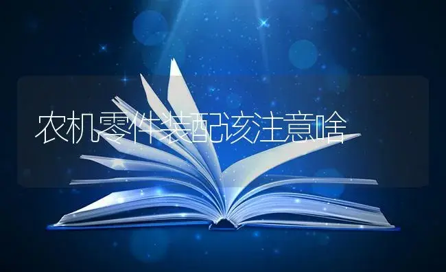 农机零件装配该注意啥 | 农资农机