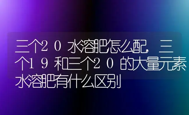 三个20水溶肥怎么配,三个19和三个20的大量元素水溶肥有什么区别 | 植物肥料