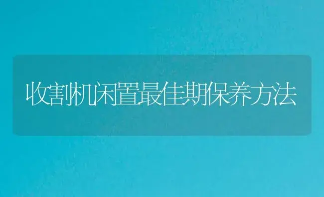 收割机闲置最佳期保养方法 | 农资农机