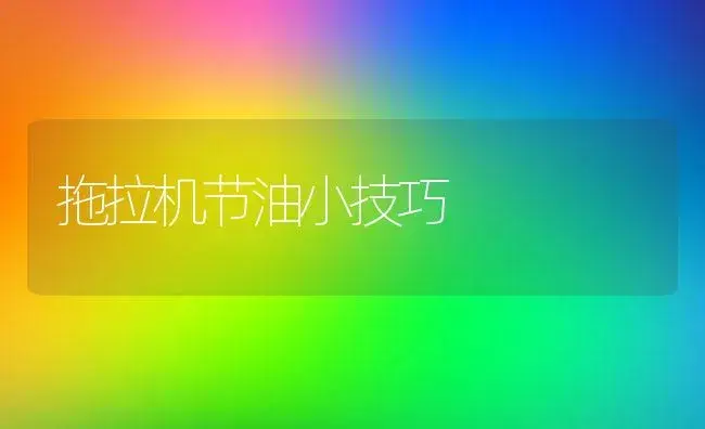 拖拉机节油小技巧 | 农资农机