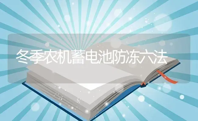 冬季农机蓄电池防冻六法 | 农资农机