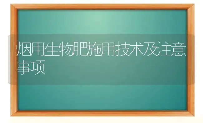 烟用生物肥施用技术及注意事项 | 植物肥料