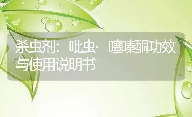 杀虫剂：吡虫·噻嗪酮 | 适用防治对象及农作物使用方法说明书 | 植物农药