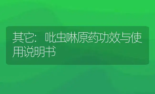 其它：吡虫啉原药 | 适用防治对象及农作物使用方法说明书 | 植物农药