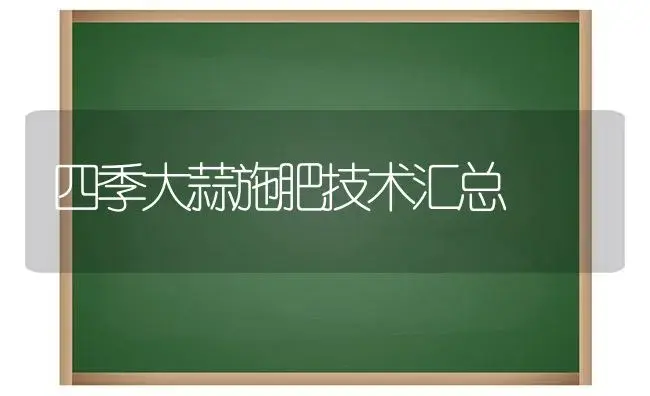 四季大蒜施肥技术汇总 | 植物肥料