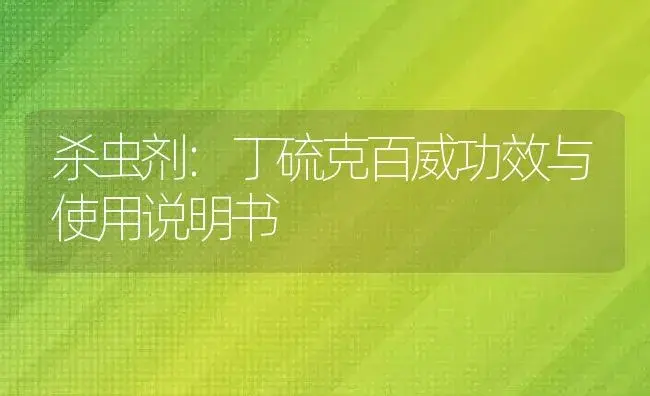 杀虫剂：丁硫克百威 | 适用防治对象及农作物使用方法说明书 | 植物农药