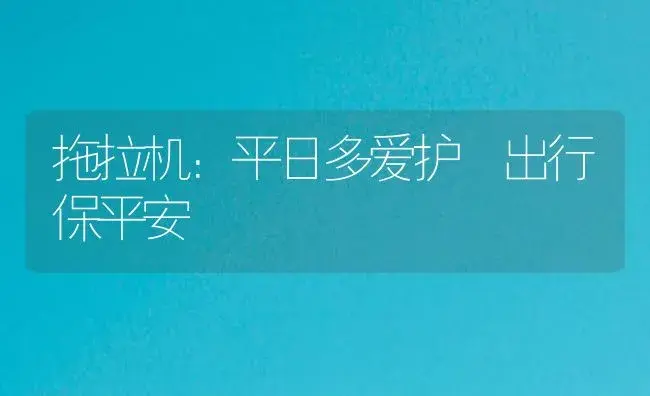 拖拉机：平日多爱护 出行保平安 | 农资农机