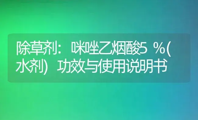 除草剂：咪唑乙烟酸5%(水剂) | 适用防治对象及农作物使用方法说明书 | 植物农药