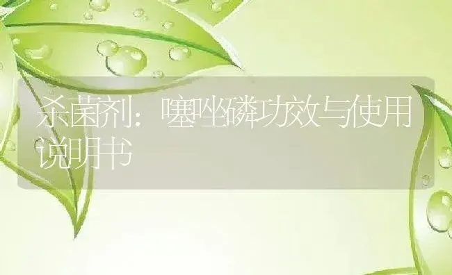 杀菌剂：噻唑磷 | 适用防治对象及农作物使用方法说明书 | 植物农药