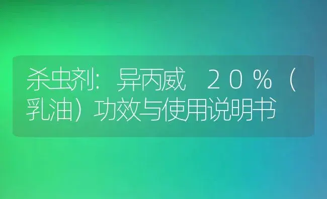 杀虫剂：异丙威 20%（乳油） | 适用防治对象及农作物使用方法说明书 | 植物农药