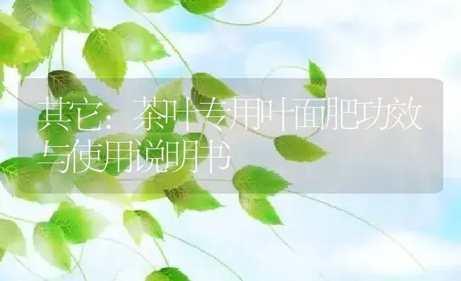 其它：茶叶专用叶面肥 | 适用防治对象及农作物使用方法说明书 | 植物肥料