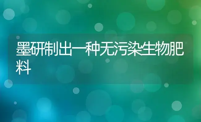 墨研制出一种无污染生物肥料 | 植物肥料