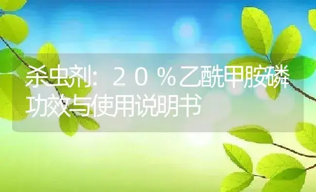 杀虫剂：20%乙酰甲胺磷 | 适用防治对象及农作物使用方法说明书 | 植物农药