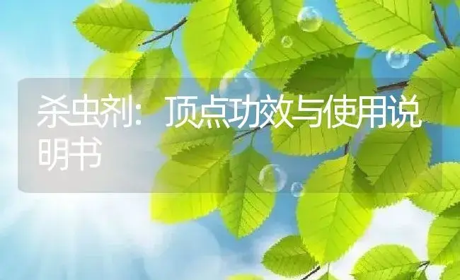 杀虫剂：顶点 | 适用防治对象及农作物使用方法说明书 | 植物农药