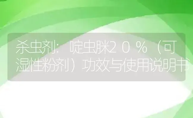 杀虫剂：啶虫脒20%（可湿性粉剂） | 适用防治对象及农作物使用方法说明书 | 植物农药