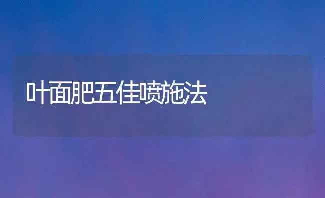 叶面肥五佳喷施法 | 植物肥料