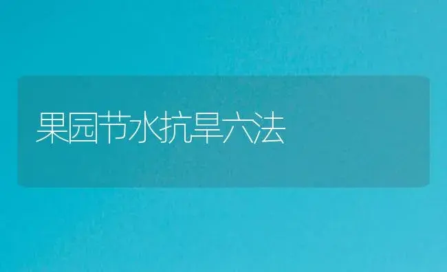 果园节水抗旱六法 | 农资农机