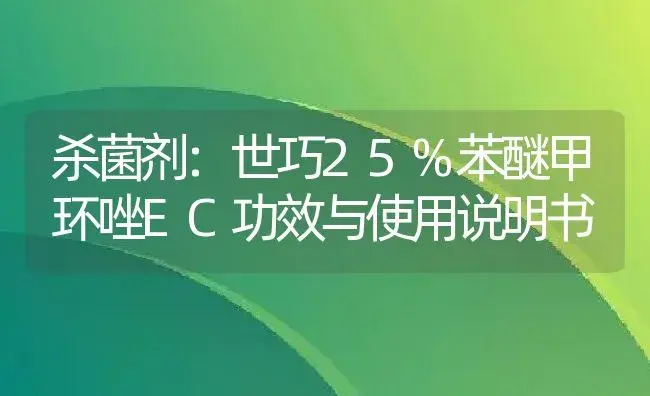 杀菌剂：世巧25%苯醚甲环唑EC | 适用防治对象及农作物使用方法说明书 | 植物农药