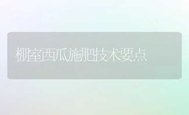 棚室西瓜施肥技术要点 | 植物肥料