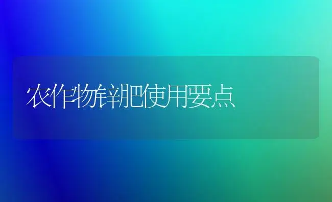 农作物锌肥使用要点 | 植物肥料