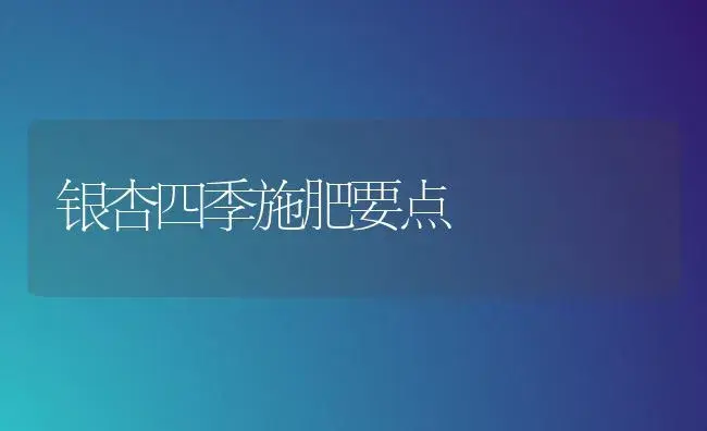 银杏四季施肥要点 | 植物肥料