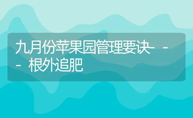 九月份苹果园管理要诀---根外追肥 | 植物肥料