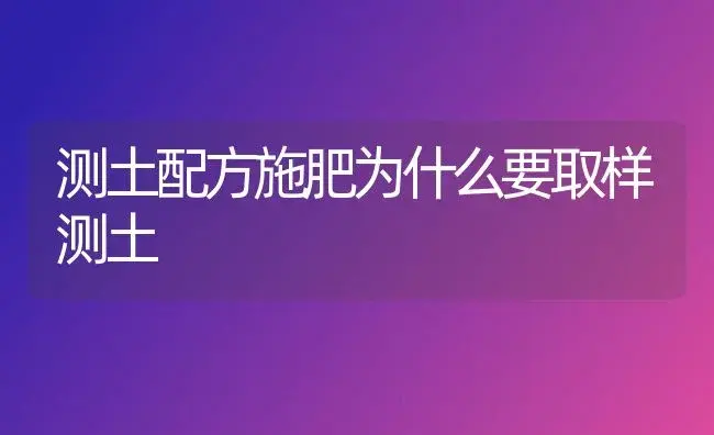 测土配方施肥为什么要取样测土 | 植物肥料