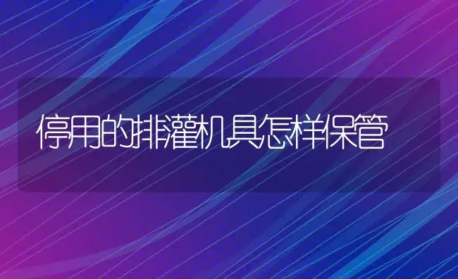 停用的排灌机具怎样保管 | 农资农机