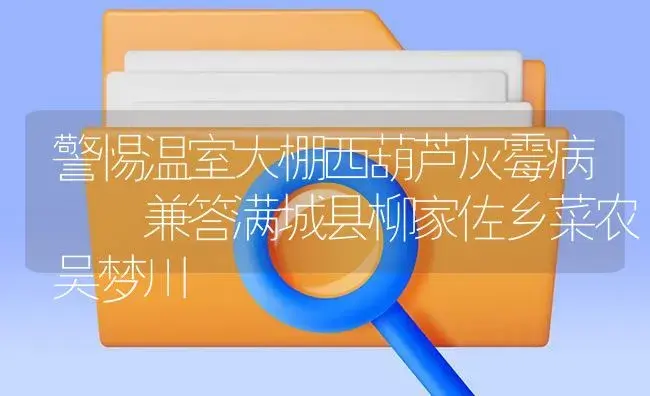 警惕温室大棚西葫芦灰霉病――兼答满城县柳家佐乡菜农吴梦川 | 植物病虫害