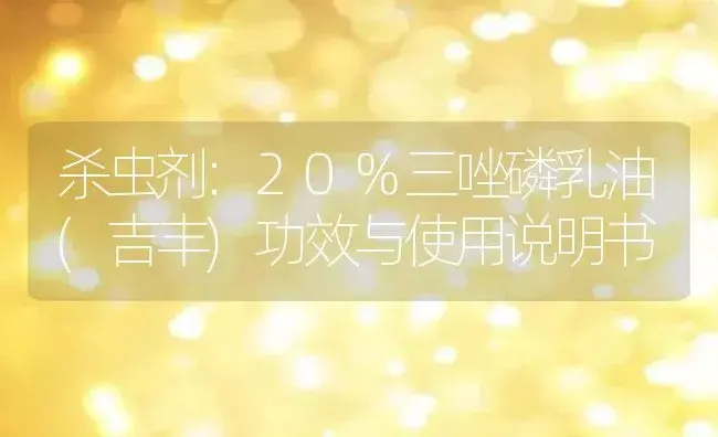 杀虫剂：20%三唑磷乳油(吉丰) | 适用防治对象及农作物使用方法说明书 | 植物农药