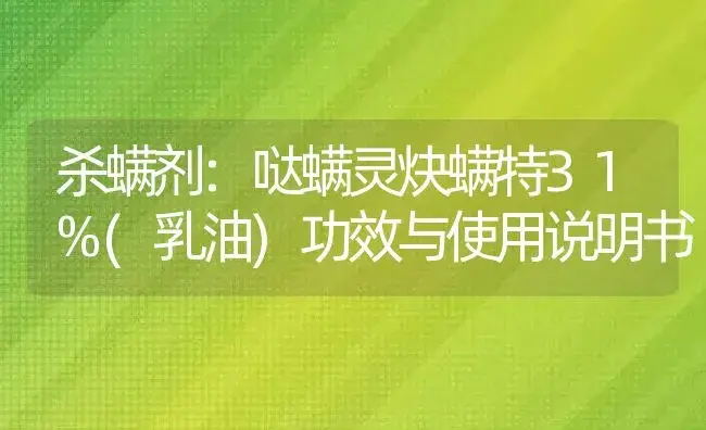 杀螨剂：哒螨灵炔螨特31%(乳油) | 适用防治对象及农作物使用方法说明书 | 植物农药