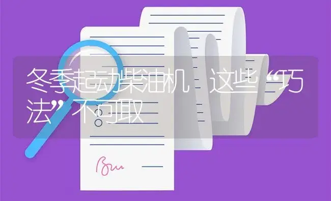 冬季起动柴油机 这些“巧法”不可取 | 农资农机