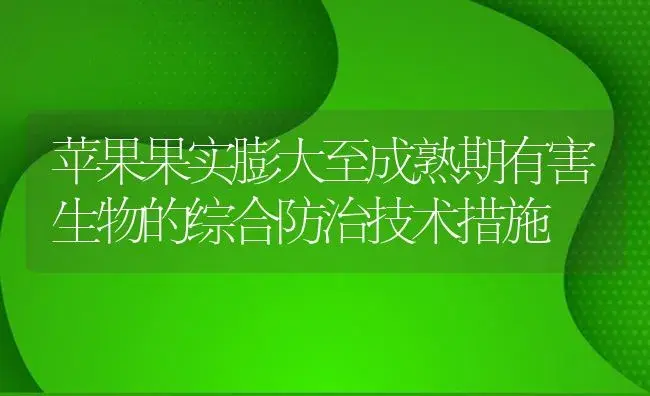 苹果果实膨大至成熟期有害生物的综合防治技术措施 | 植物病虫害