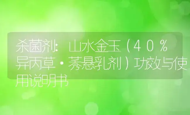 杀菌剂：山水金玉（40%异丙草·莠悬乳剂） | 适用防治对象及农作物使用方法说明书 | 植物农药