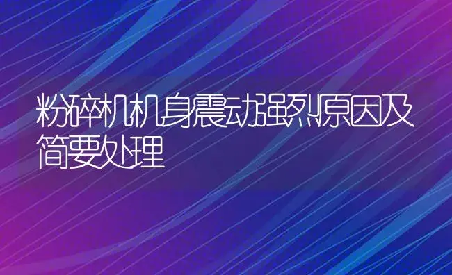 粉碎机机身震动强烈原因及简要处理 | 农资农机