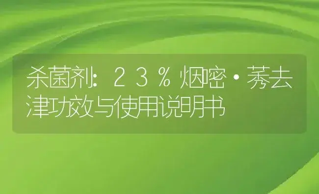 杀菌剂：23%烟嘧·莠去津 | 适用防治对象及农作物使用方法说明书 | 植物农药