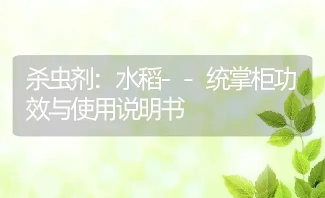 杀虫剂：水稻--统掌柜 | 适用防治对象及农作物使用方法说明书 | 植物农药