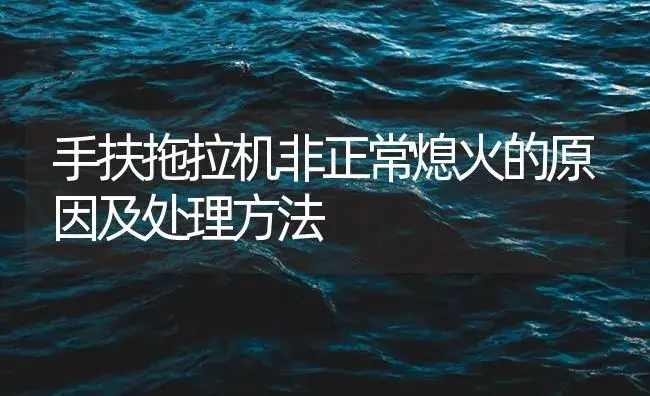 手扶拖拉机非正常熄火的原因及处理方法 | 农资农机